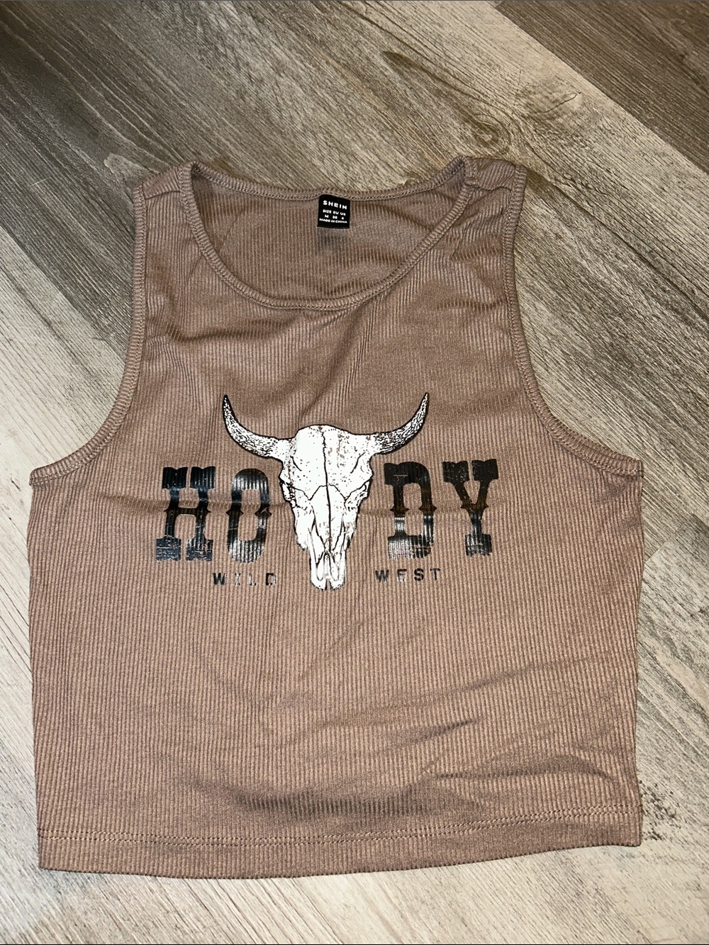 Howdy Graphic Tank Top - Brown -